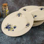 Vintage Blue Roses Half Plates (Set of 2)