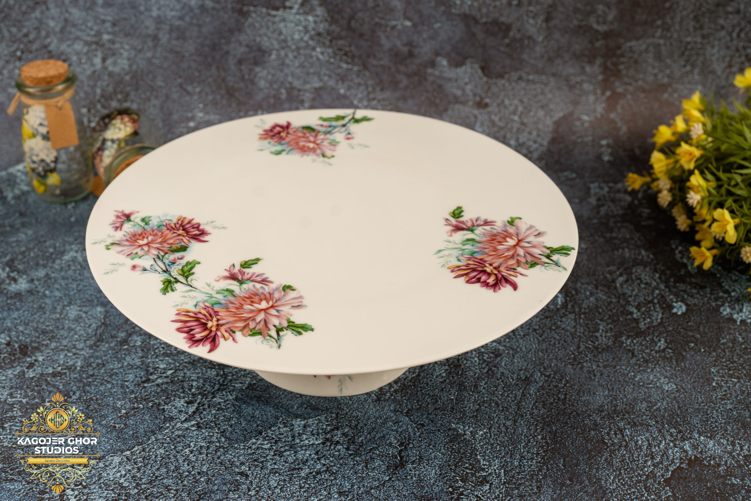 Copy of (65) Chrysanthemum Cake Platter With Stand - Image 1