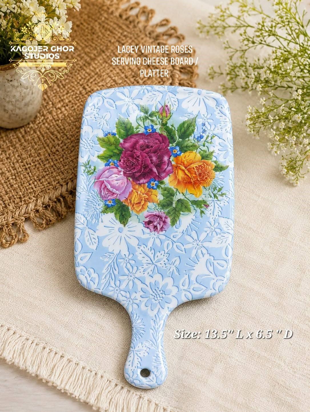 WhatsApp Image 2026-09-10 at 4.12.58 PM(1) Lacy Vintage Roses Serving Cheese Board / Platter - Image 1