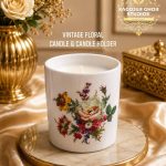 Vintage Floral Candle & Candle Holder