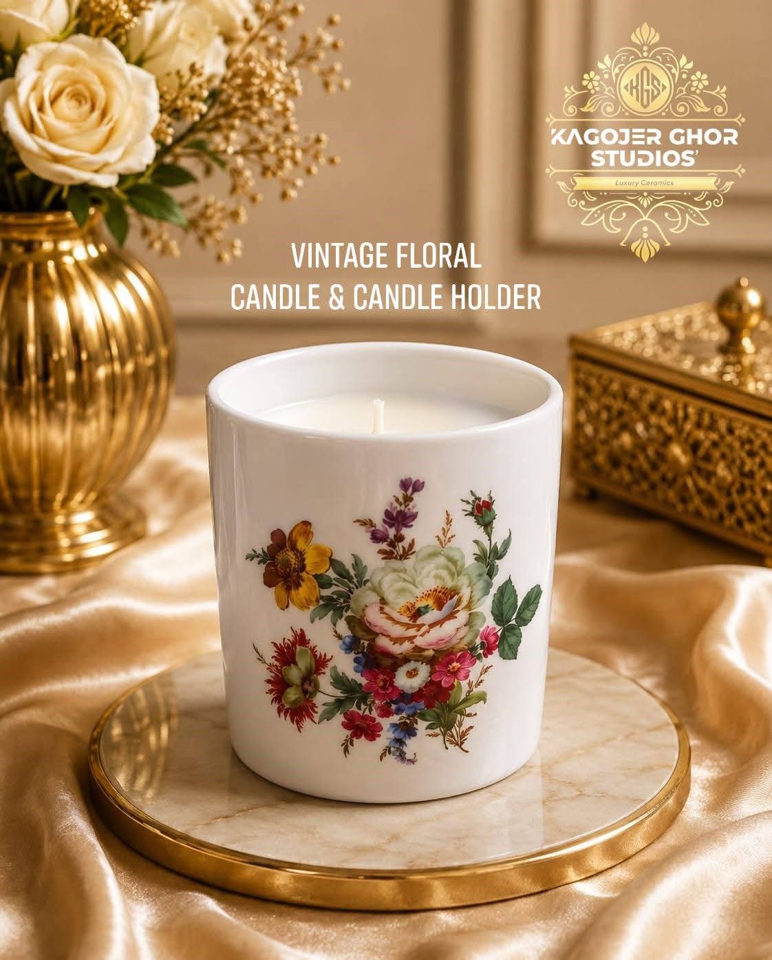WhatsApp Image 2026-09-10 at 4.13.01 PM Vintage Floral Candle & Candle Holder - Image 1