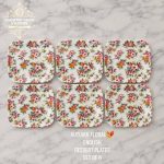 Autumn Floral English Dessert Plates  (Set of 6 Pcs)