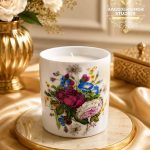 Blooming English Floral Candle & Candle Holder