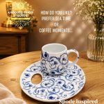 Spode inspired Cobalt Blue-White Coffee Mug With The Snack Platter Saucer