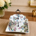 Two Tier English Floral Serving Platter
