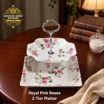 Royal Pink Roses 2 Tier Platter