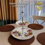 French floral bloom 2 tier platter