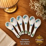 Teal floral soup spoons (Set of 6pcs)