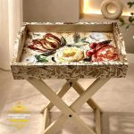Blooming garden handcrafted tray table with foldable stand