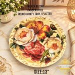 French bloom handcrafted round vanity tray / platter (Each)