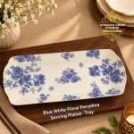 Blue White Floral Porcelain Serving Platter Tray