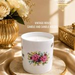 Vintage Roses Candle & Candle Holder