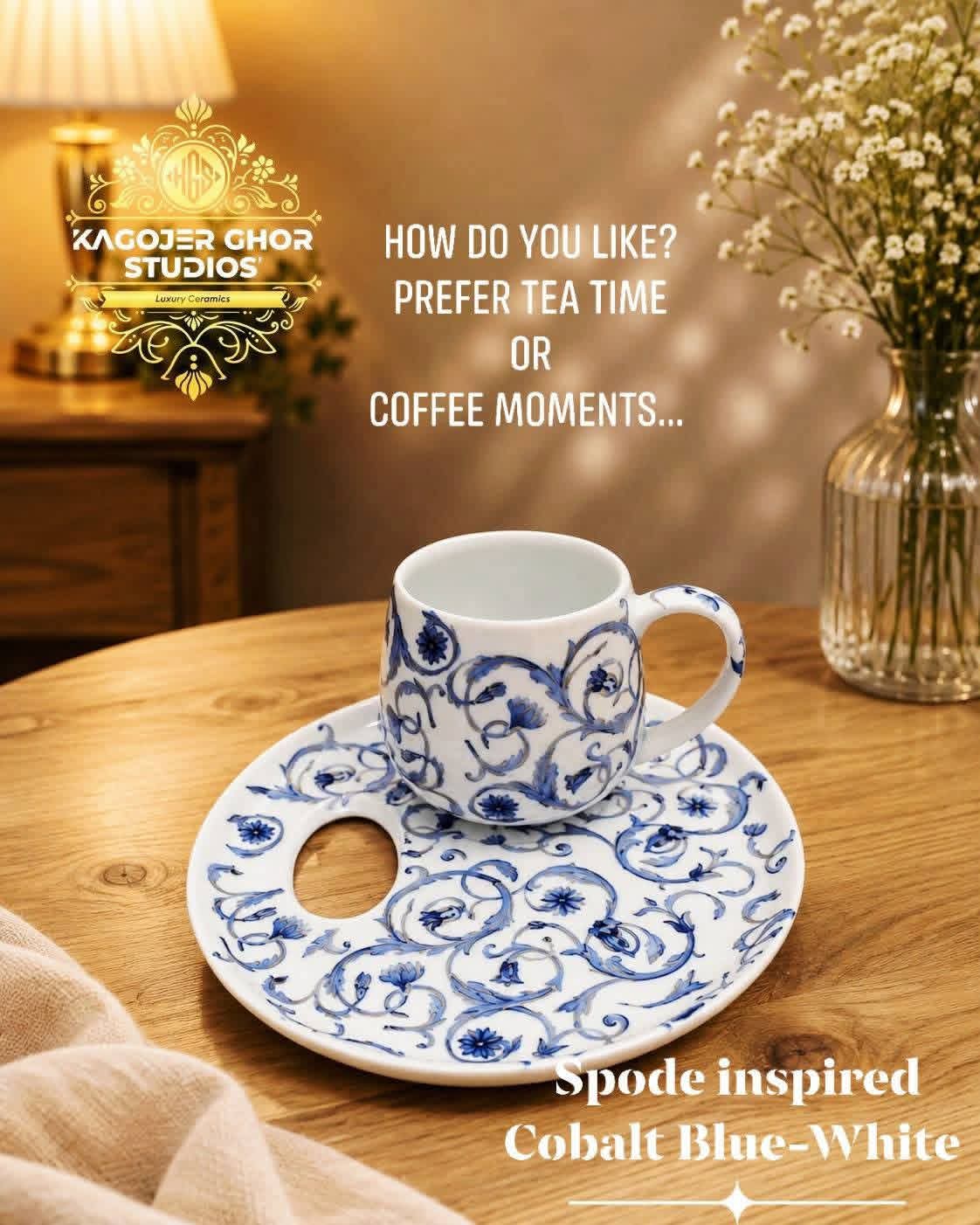 WhatsApp Image 2026-09-14 at 1.11.18 PM (1) Spode inspired Cobalt Blue-White Coffee Mug With The Snack Platter Saucer - Image 1