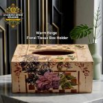 Warm Beige  Floral Tissue Box Holder