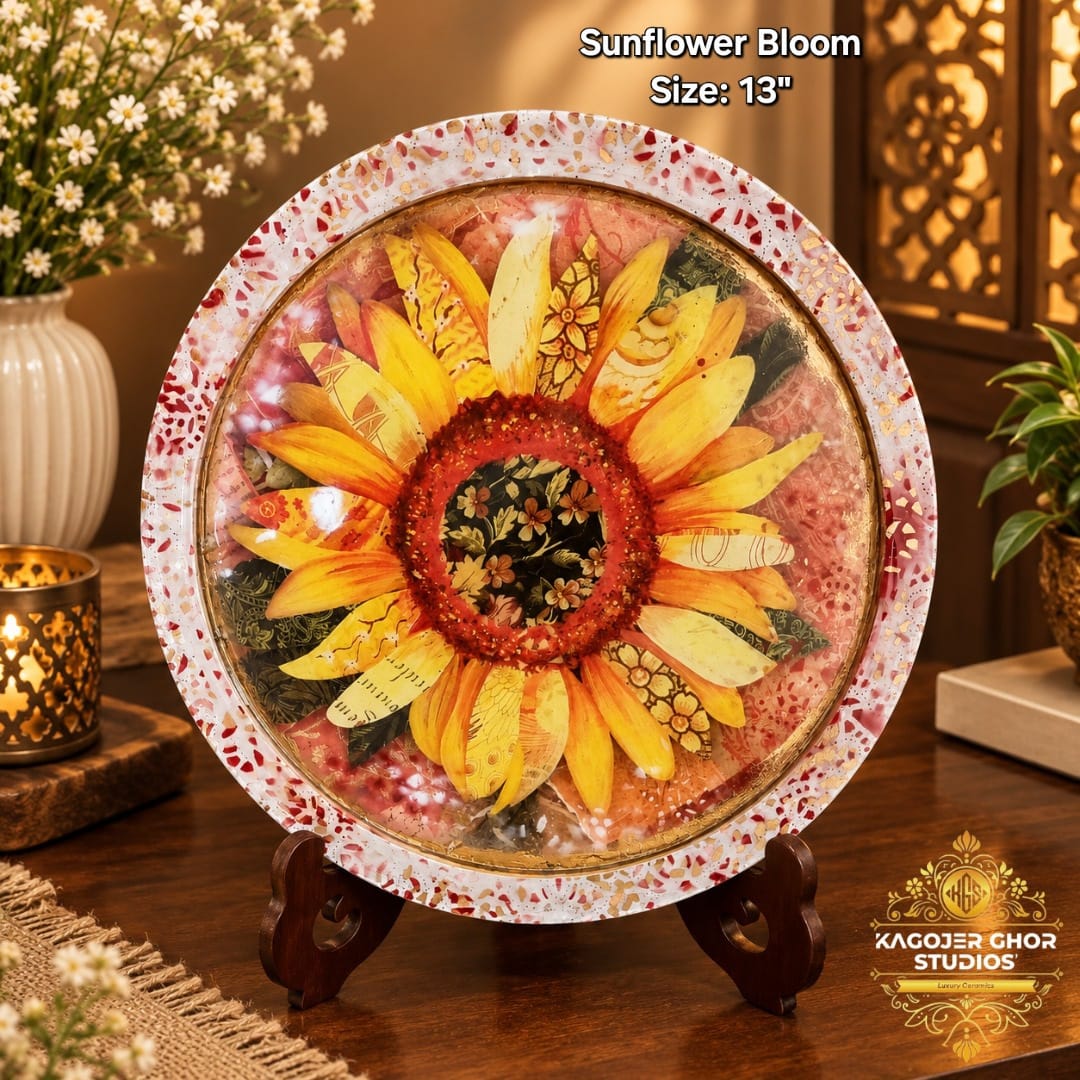 WhatsApp Image 2026-10-04 at 12.08.10 PM (1) Sunflower Bloom Handcrafted Wooden Vanity Tray / Platter. - Image 1
