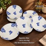 Egyptian Blue  Curvy Serving  Flat Bowl Medium Platters (Each)