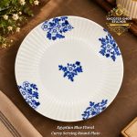 Egyptian Blue Floral Curvy Serving Round Plate