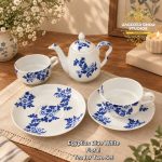 Egyptian Blue White Floral Tea-for-Two Set