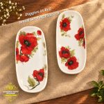 Poppies in Red  Small Serving Platters (Set of 2)