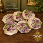 Lavendar Bloom French Styled Jumbo Size Hexagon Coasters (Set of 6)