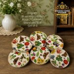 English Blooming Garden Round Coasters Standard Size (Set of 6)