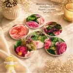 Blooming Rosy Tales Standard Size Round Coasters (Set of 6)